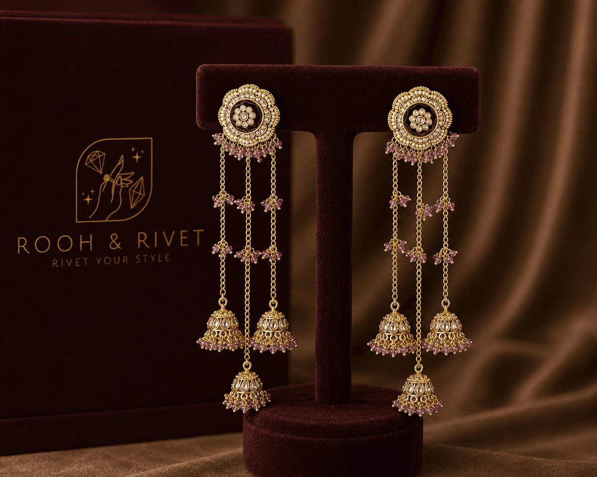 Amethyst Tassel Jhumka Earrings image 1