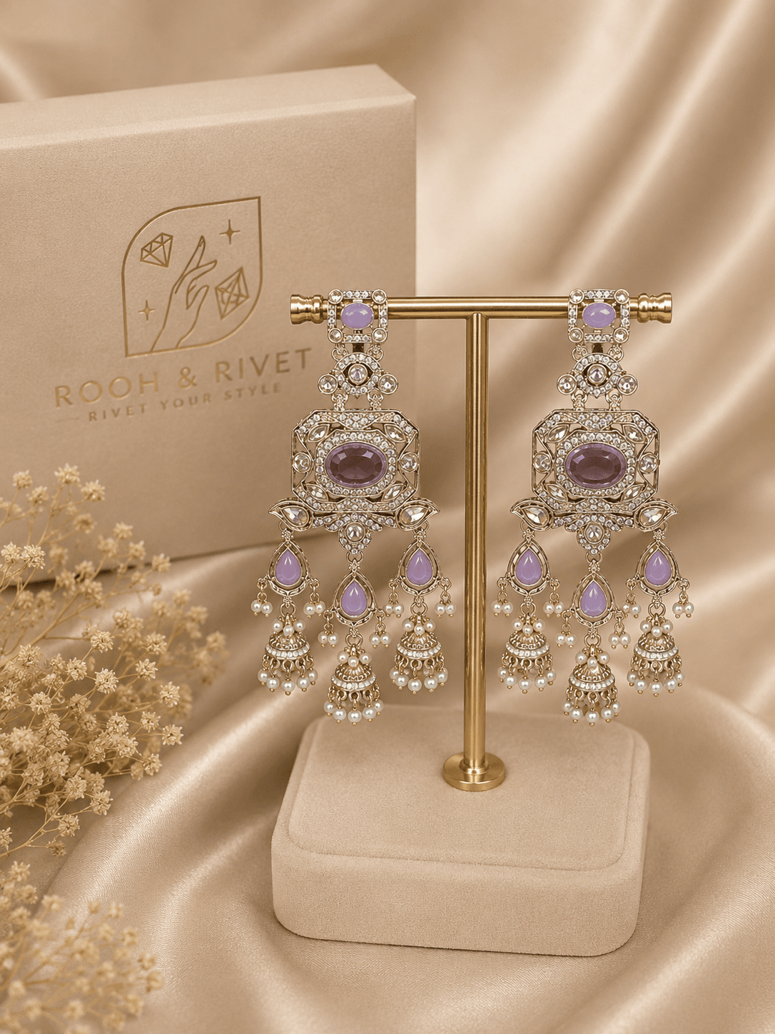 Lavender Noor Jhumka Earrings image 1