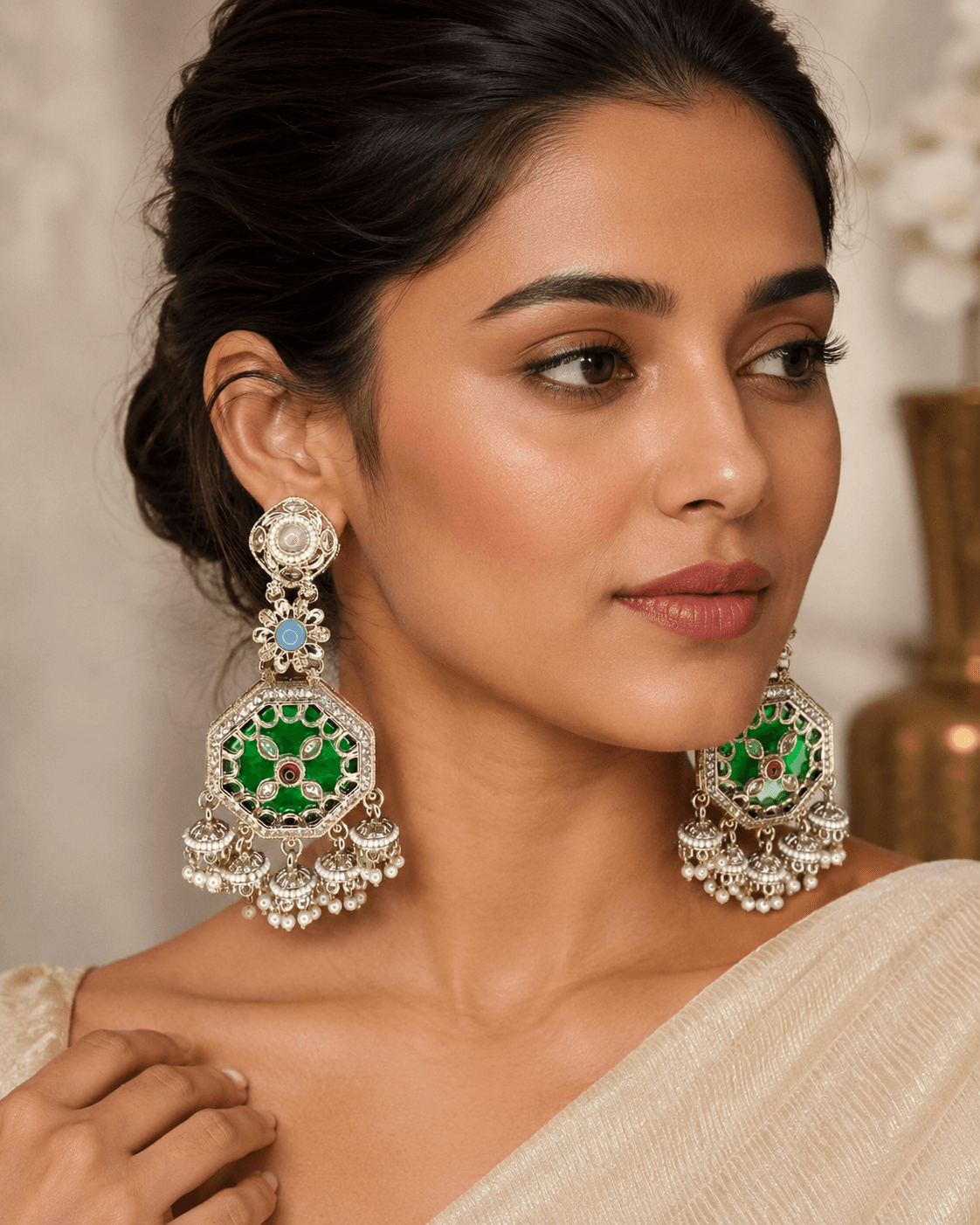 Gulnaar Navratna Jhumka Earrings image 2