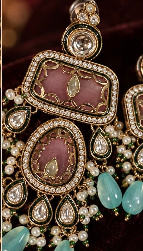 Saira blush & aqua Earrings image 2