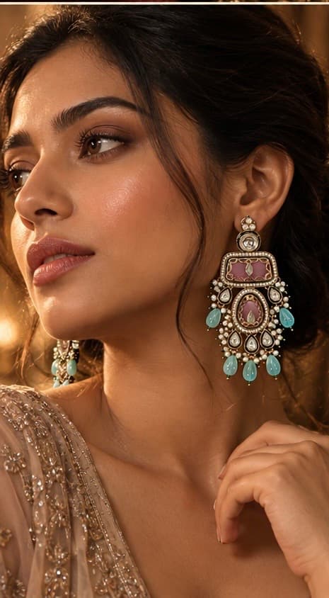Saira blush & aqua Earrings image 3